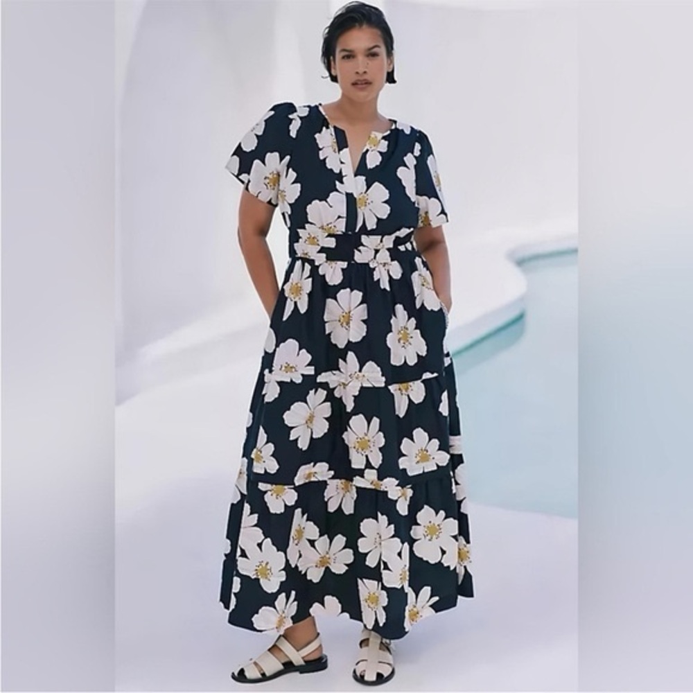 Anthropologie Somerset Dress Maxi Floral Daisy 1x